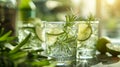 Close Up of Two Glasses of Water With Limes Royalty Free Stock Photo