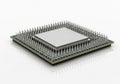 A detailed close up view of a central processing unit computer chip isolated on white background Royalty Free Stock Photo