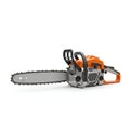 Detailed Close-Up View of a Chainsaw Tool with an Ergonomic Design and Sharp Blade Royalty Free Stock Photo