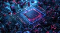 Close Up View of Computer Chip, Quantum Computers Royalty Free Stock Photo