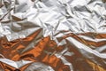 Detailed close up view on a crumpled aluminum foil texture Royalty Free Stock Photo