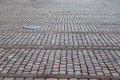 Detailed close up view on historic cobblestone streets and walkways in urban areas of germany