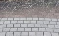 Detailed close up view on historic cobblestone streets and walkways in urban areas of germany