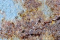 Detailed close up view on industrial aged and weathered rusty wall textures