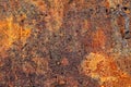 Detailed close up view on industrial aged and weathered rusty wall textures