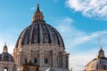 Rome - Close up view on the main dome of Saint Peter basilica in Vatican city, Rome, Europe Royalty Free Stock Photo