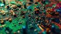 Detailed close up view of a modern electronic circuit board with complex components Royalty Free Stock Photo