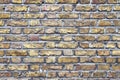 Detailed close up view on old aged and weathered bricks wall textures with cracks Royalty Free Stock Photo