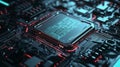Security Encryption Chip Digital Hardware PCB Circuit Background. Cyber data protection firewall server technology. Royalty Free Stock Photo