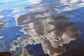 Detailed close up view on water surfaces with reflecting sunlight on the waves and ripples Royalty Free Stock Photo