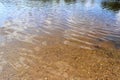 Detailed close up view on water surfaces with reflecting sunlight on the waves and ripples Royalty Free Stock Photo