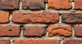 Close-up texture of weathered red brick wall with rough mortar background Royalty Free Stock Photo