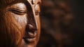 Close Up of a Wooden Statue of a Buddha Royalty Free Stock Photo