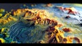 Detailed close-up view of a world map, showcasing continents, countries, oceans, and major cities Royalty Free Stock Photo