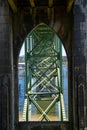 Detailed close up view of Yaquina Bay Bridge along US Highway 101 in Newport Oregon