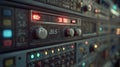 Detailed Close-up of Vintage Audio Mixing Equipment Control Panel Royalty Free Stock Photo