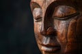 Close Up of a Wooden Buddha Statue Royalty Free Stock Photo