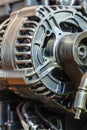 Detailed closeup of alternator generator machine engine