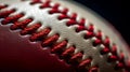 A detailed closeup of a baseballs stitching