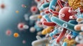 Detailed closeup of chromosome structure, exploring the building blocks of genetic inheritance and biological life