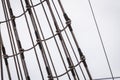 Detailed closeup of mast rigging on sail boat Royalty Free Stock Photo