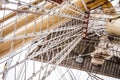 Detailed closeup of mast rigging on sail boat Royalty Free Stock Photo