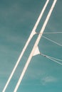 Detailed closeup of mast rigging top on sail boat Royalty Free Stock Photo