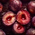 Detailed closeup picture of fresh plums. Royalty Free Stock Photo