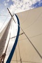 Detailed closeup of sail on sailboat Royalty Free Stock Photo