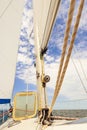 Detailed closeup of sail on sailboat Royalty Free Stock Photo