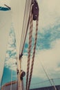 Detailed closeup of sail on sailboat Royalty Free Stock Photo