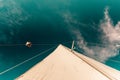 Detailed closeup of sail on sailboat Royalty Free Stock Photo