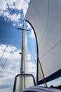 Detailed closeup of sail on sailboat Royalty Free Stock Photo