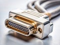 Detailed CloseUp View of a Digital Visual Interface DVI Cable Connector Examining the Precision and Functionality of a Royalty Free Stock Photo