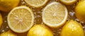 Detailed Closeup Of Waterdrenched Lemons, Captured From An Overhead Perspective