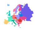 Detailed color vector map of the Europe with country borders Royalty Free Stock Photo