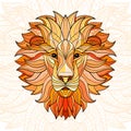 Detailed colored Lion in aztec style Royalty Free Stock Photo