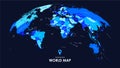 Detailed colorful global world map, with borders and names of countries, seas and oceans, vector illustration on dark background Royalty Free Stock Photo