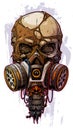 Detailed colorful human skull with gas mask