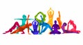 Detailed colorful silhouette yoga illustration. Fitness Concept. Gymnastics. AerobicsSport