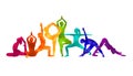 Detailed colorful silhouette yoga vector illustration. Fitness Concept. Gymnastics. AerobicsSport Royalty Free Stock Photo