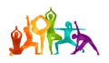 Detailed colorful silhouette yoga vector illustration. Fitness Concept. Gymnastics. AerobicsSport Royalty Free Stock Photo