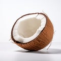 Detailed Composition Photography Of Half Coconut On White Background Royalty Free Stock Photo