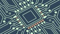 Detailed Computer Chip on a Green Circuit Board, vector design Generative AI Royalty Free Stock Photo
