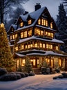 Detailed cozy Christmas house cinematic HDR K
