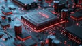 Detailed cpu chip showcasing semiconductor precision and complexity in minimalistic setting