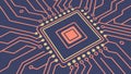 Detailed CPU Microchip on Digital Circuitry Board, vector design Generative AI Royalty Free Stock Photo