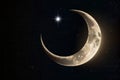 Detailed Crescent Moon in the night sky. Crescent Moon on black background with space for Ramadan theme Royalty Free Stock Photo