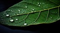 A detailed cross-hatched illustration of a wet leaf