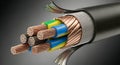 Detailed Cross-Section of a Multi-Core Electrical Cable Royalty Free Stock Photo